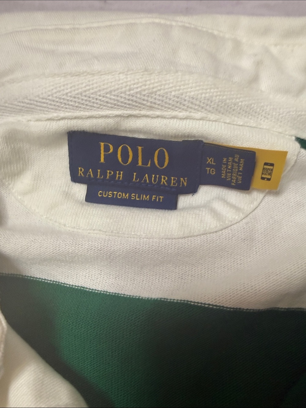 Polo Ralph Lauren Green/White Stripe Polo Bear Custom Slim Fit Rugby Polo Shirt - Picture 6 of 6